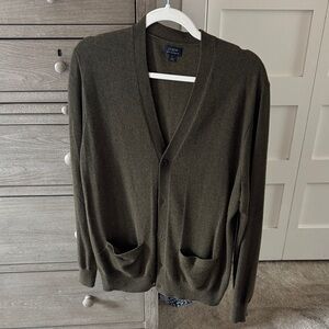 J. Crew Men's Cashmere Olive Cardigan Sweater